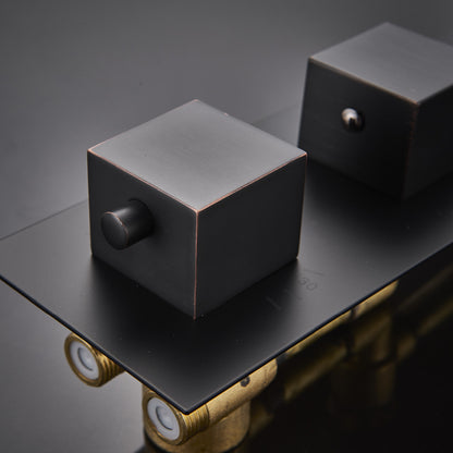 Juno Black Finish Wall Mounted LED Waterfall Black Shower Head with Handheld Shower and Tub Spout