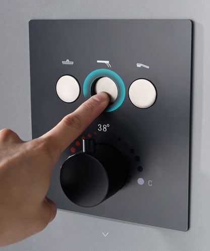 Juno New Matte Black Shower Head Ceiling Mount With LED Lights