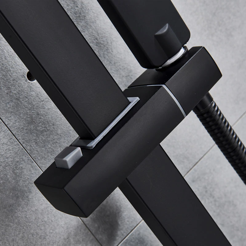 Juno Rotatable Matte Black Wall Shower Faucet & Rain Shower Mixer With Handheld Shower