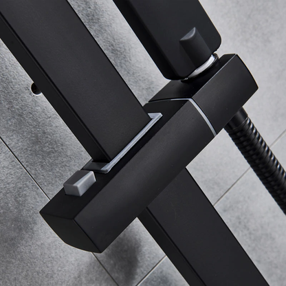 Juno Rotatable Matte Black Wall Shower Faucet & Rain Shower Mixer With Handheld Shower