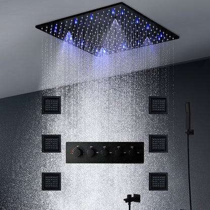 New Juno Black Shower System 5 Knobs Brass Shower Mixer