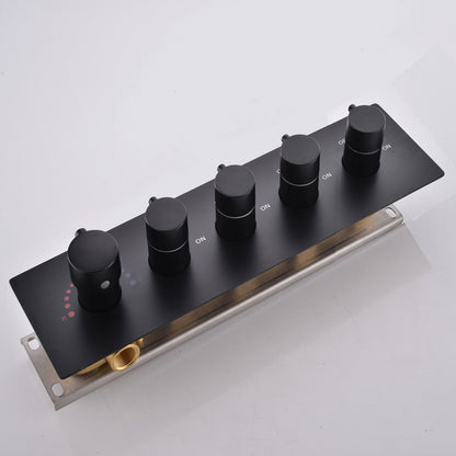 New Juno Black Shower System 5 Knobs Brass Shower Mixer