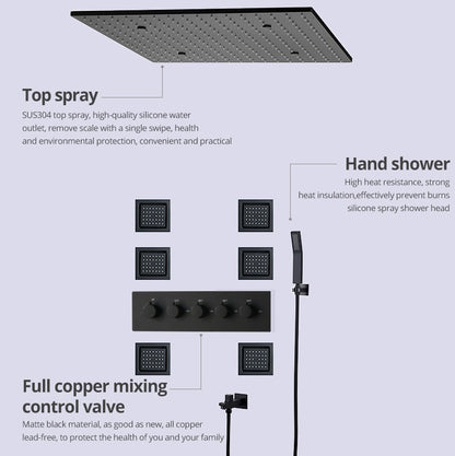 New Juno Black Shower System 5 Knobs Brass Shower Mixer