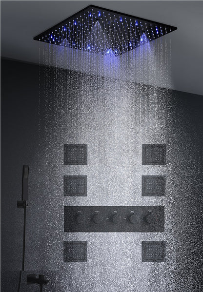 New Juno Black Shower System 5 Knobs Brass Shower Mixer