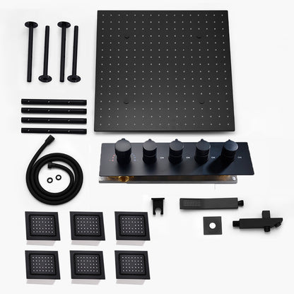 New Juno Black Shower System 5 Knobs Brass Shower Mixer