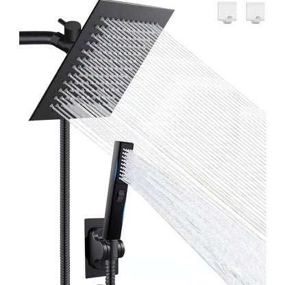 Juno Commercials Black Adjustable Wall Mount Ultra Thin Overhead Shower Set