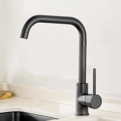 Tall Black Single Handle Brass Marble Designer Kitchen Faucet 4