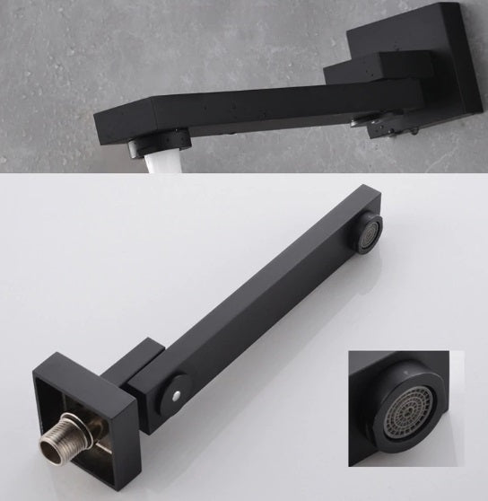 Black Square 16 Inches Water Rainfall Shower Head with Mixer Faucet