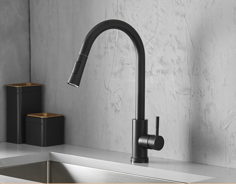 Juno Matte Black Touch Sensor On Kitchen Sink Faucet