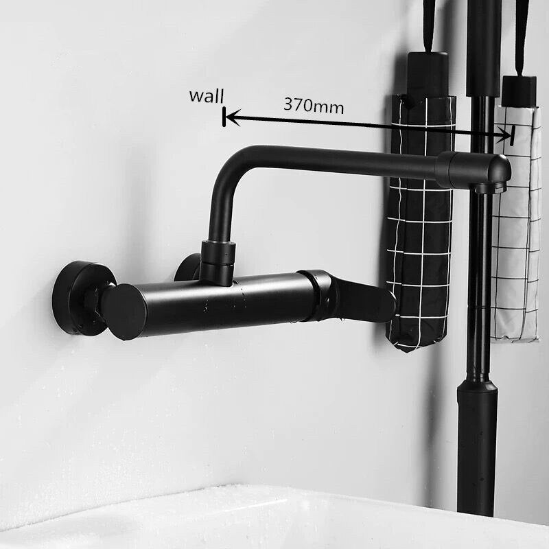Juno New Brass 360 Rotate Wall Mount Dual Hole Single handle Bathroom Sink Faucet