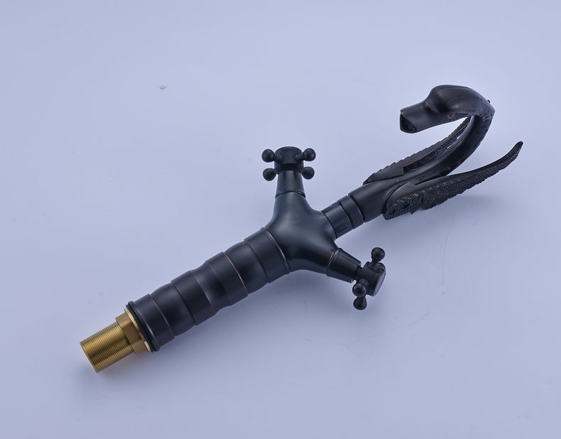 Black Water Dragon Dual Handle Deck Mounted Bathroom Sink Faucet