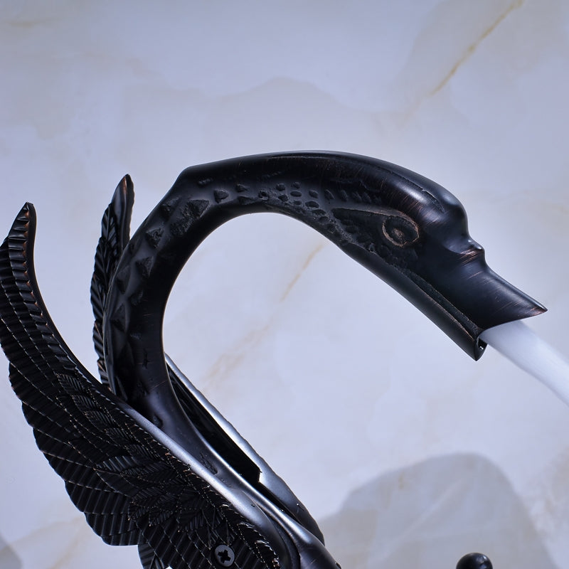 Black Water Dragon Dual Handle Deck Mounted Bathroom Sink Faucet