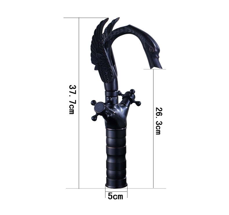 Black Water Dragon Dual Handle Deck Mounted Bathroom Sink Faucet