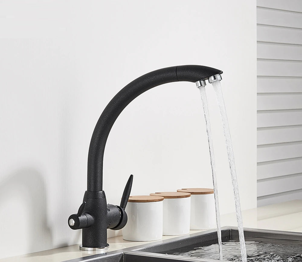 Juno Water Purifing Dual Handle Deck Mount Kitchen Sink Faucet
