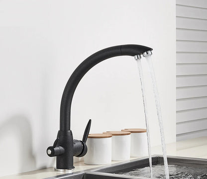 Juno Water Purifing Dual Handle Deck Mount Kitchen Sink Faucet