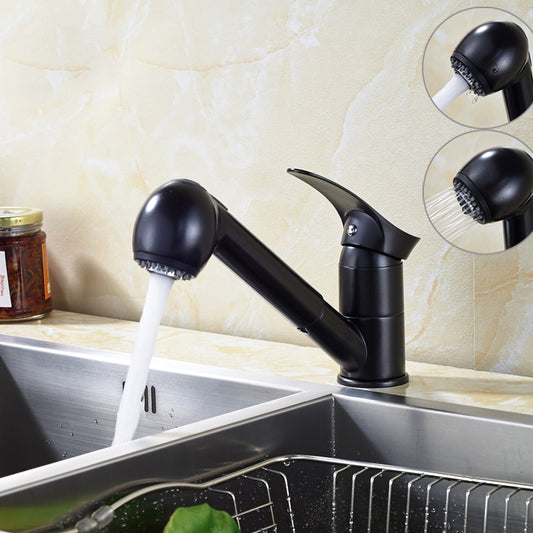 Blackened Pull Out Sprayer Deck Kitchen Sink Faucet 