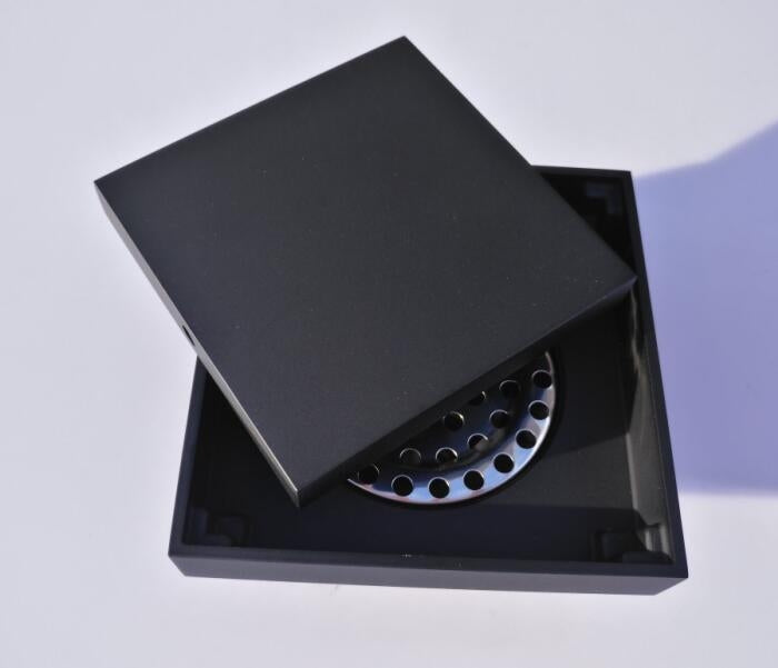 Blackened Solid Brass 4 x 4 inches Square Bathroom Drain