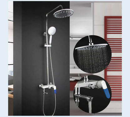 Juno Sleek Rain Polished Chrome Wall Shower Mixer & Shower Faucet With Handheld Shower