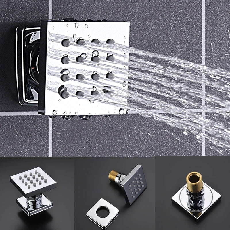 Juno LED Large Concealed Luxury Rainfall Chrome Shower Head Set With Massage Body Jets
