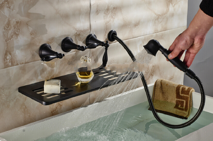 Boss Super Luxury Oil Rubbed Bronze Shower Faucet Bathtub Mixer with Soap Dish Wall Mount
