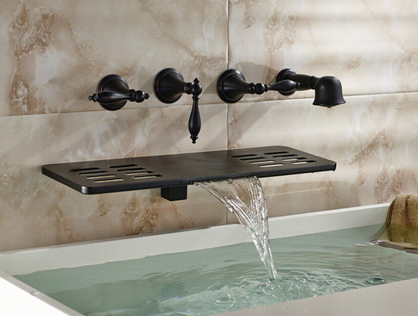 Boss Super Luxury Oil Rubbed Bronze Shower Faucet Bathtub Mixer with Soap Dish Wall Mount