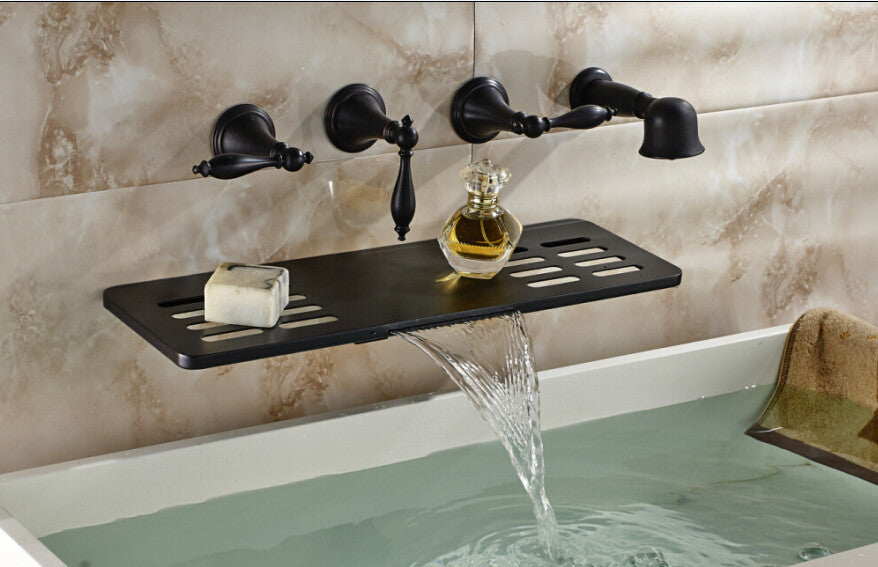 Boss Super Luxury Oil Rubbed Bronze Shower Faucet Bathtub Mixer with Soap Dish Wall Mount