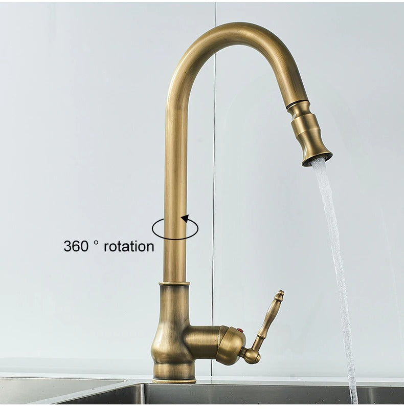Juno Antique Brass Touch Control Kitchen Faucets Pull Out Kitchen Mixer Tap Crane Sensor Faucet Hot Cold Water