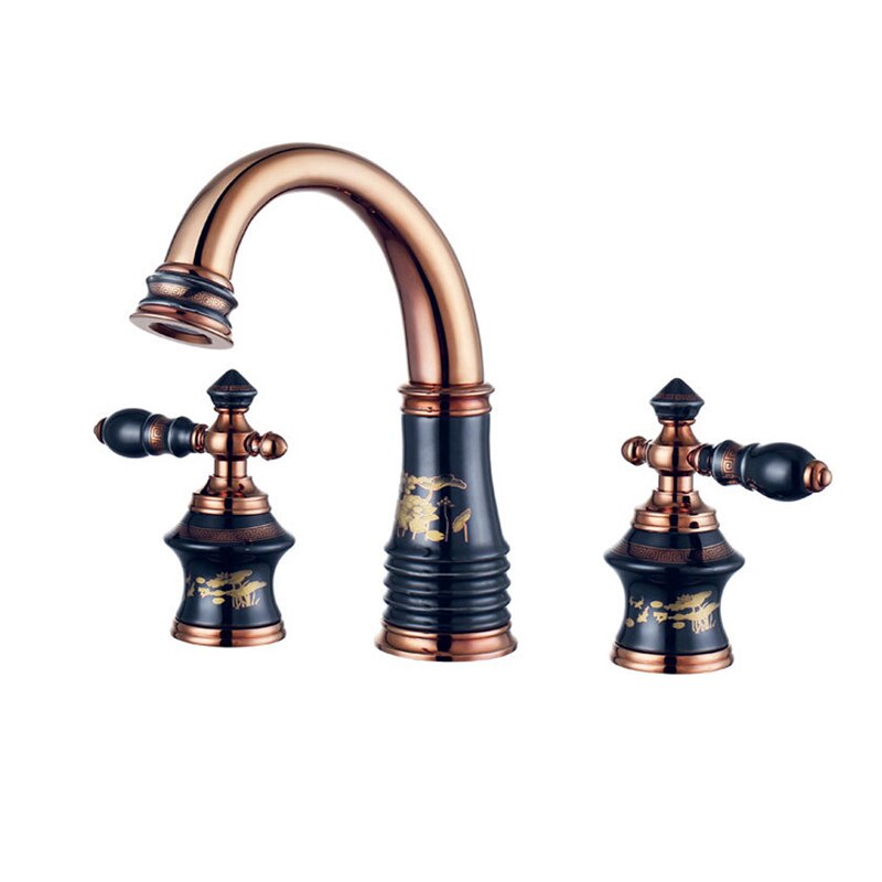 Juno Beautiful Deck Mount Colorful Floral Bathroom/ Bathtub Mixer Faucet Set