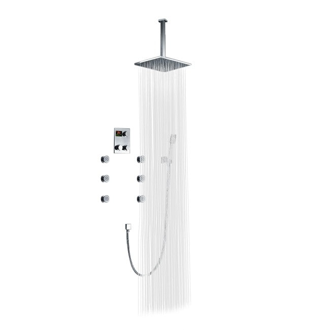 Thermostatic Ceiling Mount Large Shower Head In-wall Shower Faucet 