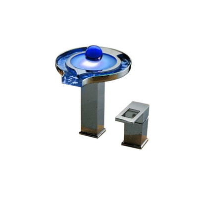 Brass Chrome Finish Round LED Waterfall Bathroom Sink Faucet