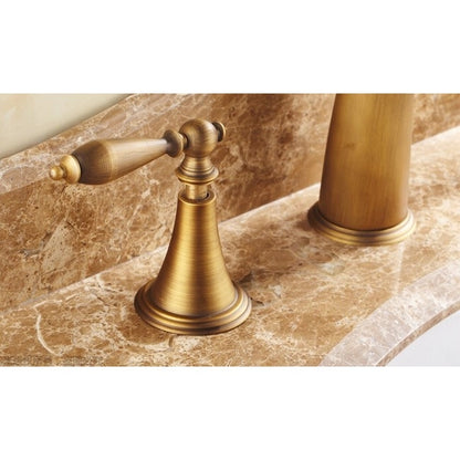 Antique Dual Handle Brass Bathroom Basin Faucet 