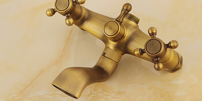 Juno 8 inch Antique Brushed Brass Shower Head Wall Mount Mixing Valve and Handheld Shower Set