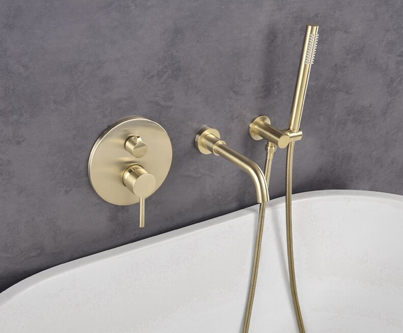 Juno 360 Rotation Gold Finish Shower Faucet & Handheld Bathtub Shower System