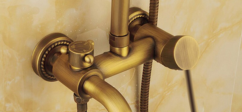 Juno Wall 8 inch Brass Handheld Shower Head With Mixing Valve and Handheld Shower Set