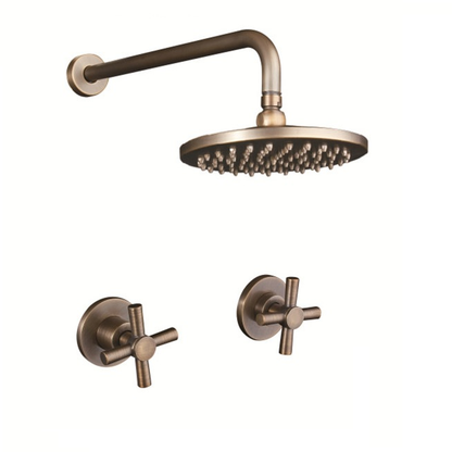 Juno Vintage 8 Inch Bronze Shower Head And 15 Inch Wall Arm Mixer Set