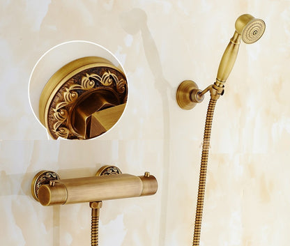 Juno Roman Brass Shower Head and Hose With Hand Held Shower and Tub Spout
