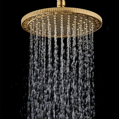 Juno Wall Antique Brass Shower Head With Handheld Shower and Single Handle Mixer Valve