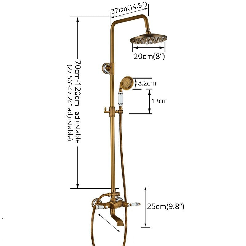 Juno Rain Polished Brass Shower Head Combo Hot & Cold Mixer With Tub Spout
