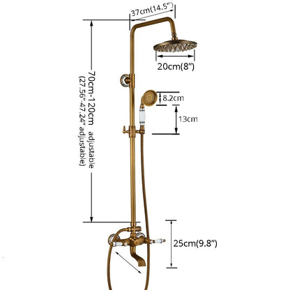 Juno Rain Polished Brass Shower Head Combo Hot & Cold Mixer With Tub Spout