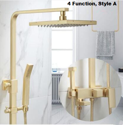 Juno Luxury Brushed Gold Wall Shower Mixer & Handheld Shower