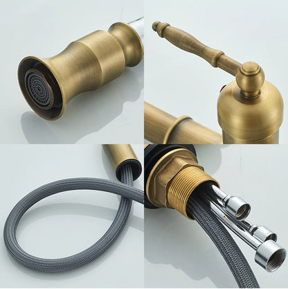 Juno Antique Brass Touch Control Kitchen Faucets Pull Out Kitchen Mixer Tap Crane Sensor Faucet Hot Cold Water