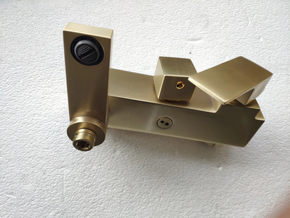 Juno Luxury Brushed Gold Wall Shower Mixer & Handheld Shower