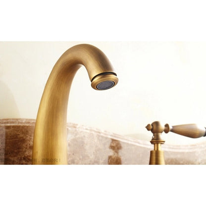 Antique Dual Handle Brass Bathroom Basin Faucet 