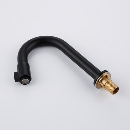 Juno Matte Black Deck Mount Bathroom Faucet Solid Brass Goose Neck Single Lever