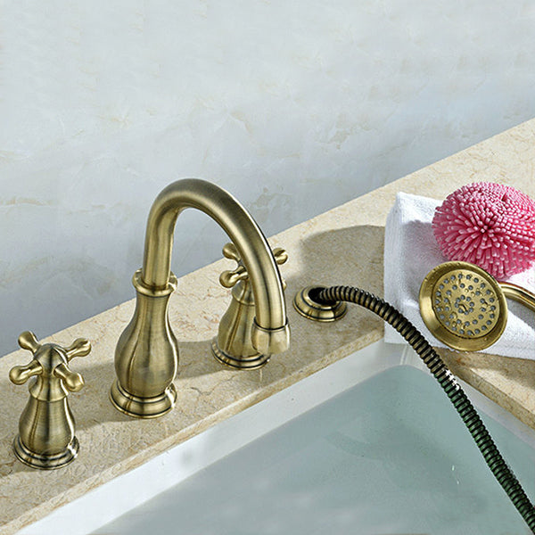 Brushed Bronze Bathtub Faucet Set Deck Mount Bath Tub Mixer Tap