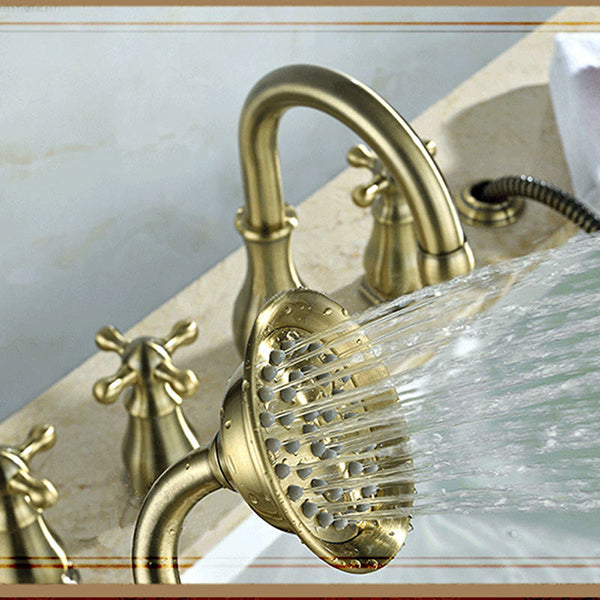 Brushed Bronze Bathtub Faucet Set Deck Mount Bath Tub Mixer Tap