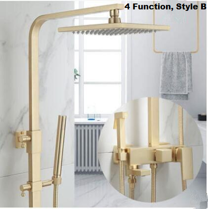 Juno Luxury Brushed Gold Wall Shower Mixer & Handheld Shower