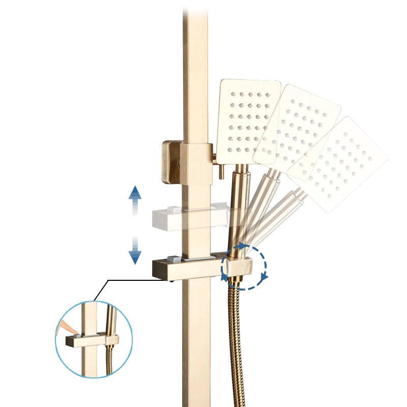 Juno New Rainfall Brushed Gold Square Bathroom Shower Column
