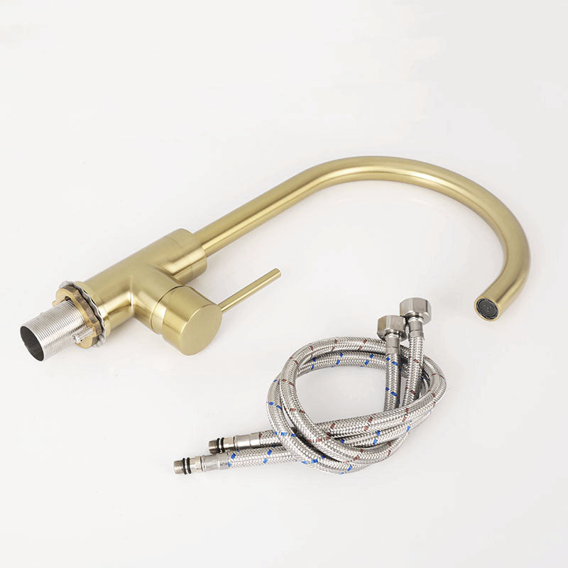 Brushed Gold Kitchen Faucet Deck Mount Single Handle