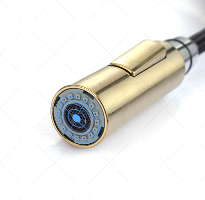 New Modern Design Brushed Gold Finish Touch Kitchen Faucet Pull Out Spray